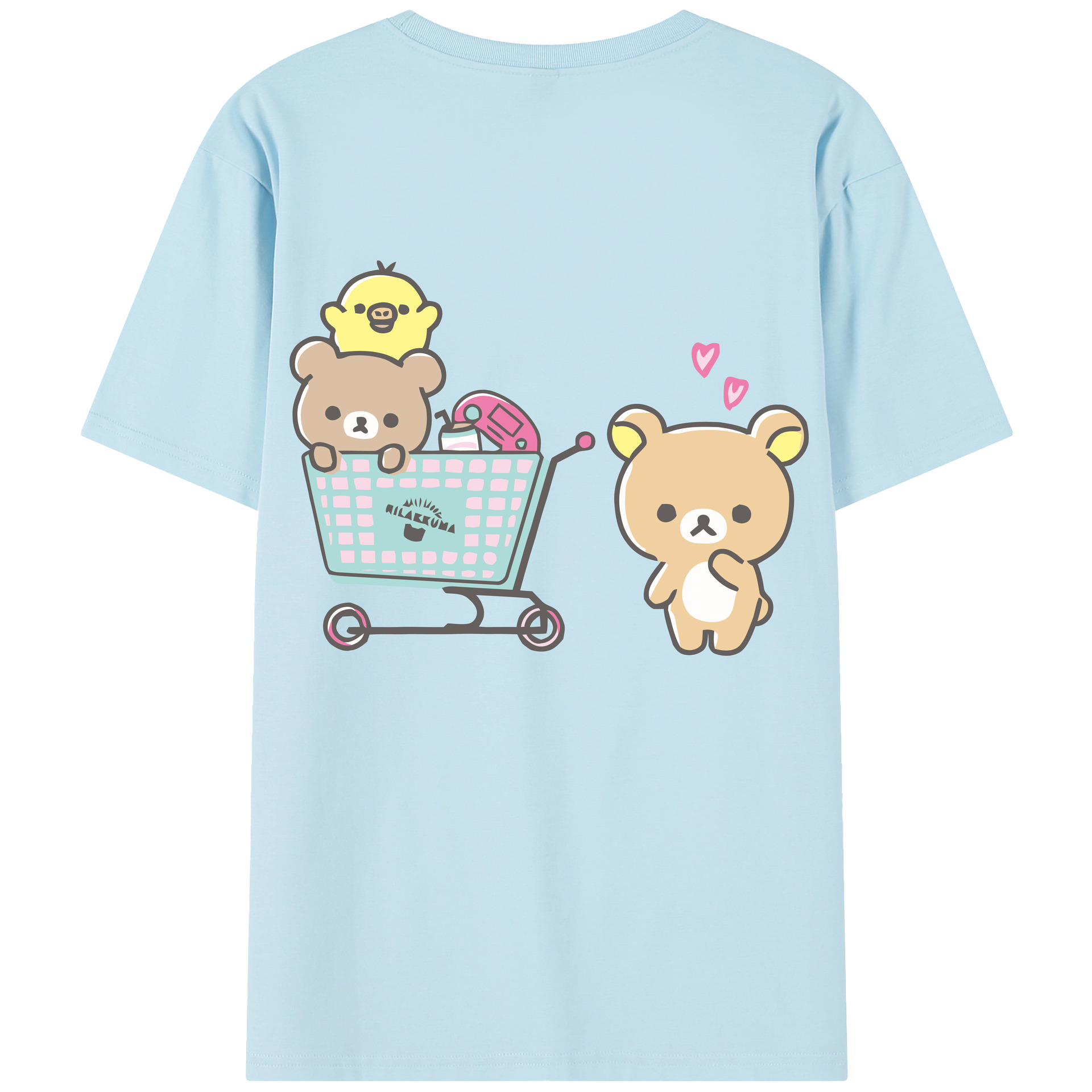 （画像用） リラックマ リラックマ キイロイトリ Rilakkuma Korilakkuma Kiiroitori 綿100％半袖Tシャツ（背面プリント）